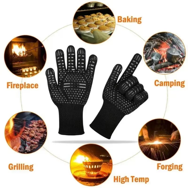 One Piece BBQ Gloves High Temperature Resistance Oven Mitts 500 800 Degrees Fireproof Barbecue Heat Insulation Microwave Gloves