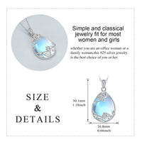 Sterling Silver Filigree Moonstone Pendant Necklace Jewelry for Women