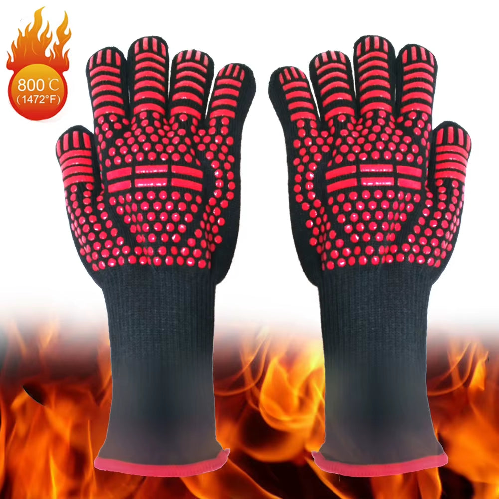 One Piece BBQ Gloves High Temperature Resistance Oven Mitts 500 800 Degrees Fireproof Barbecue Heat Insulation Microwave Gloves