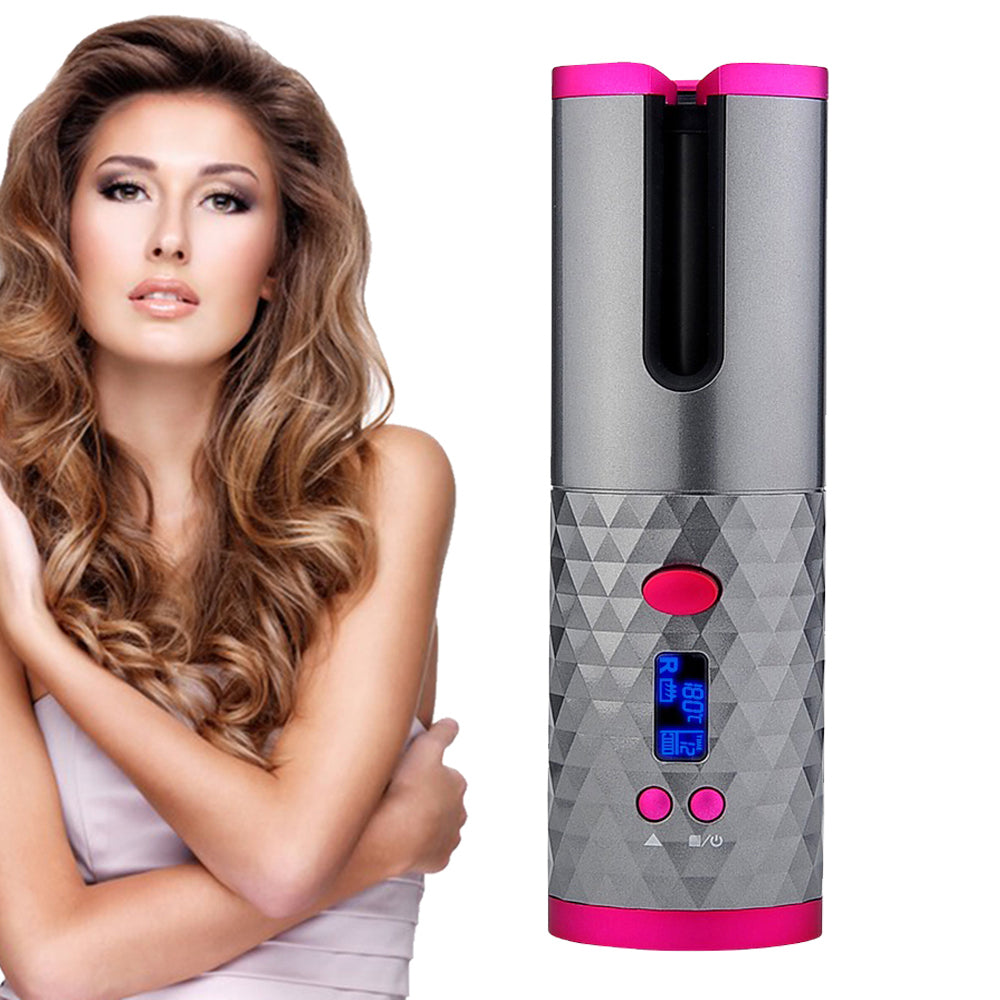 USB Rechargeable Cordless Auto-Rotating Ceramic Portable Women's Hair Curler