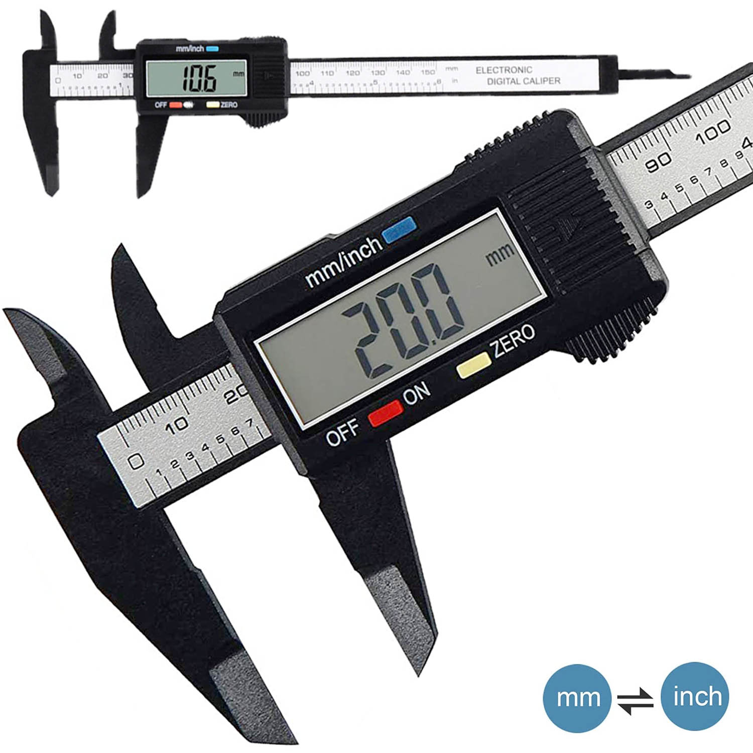 Carbon Fiber Dial Vernier Caliper Gauge Micrometer Measuring Tool Digital Ruler