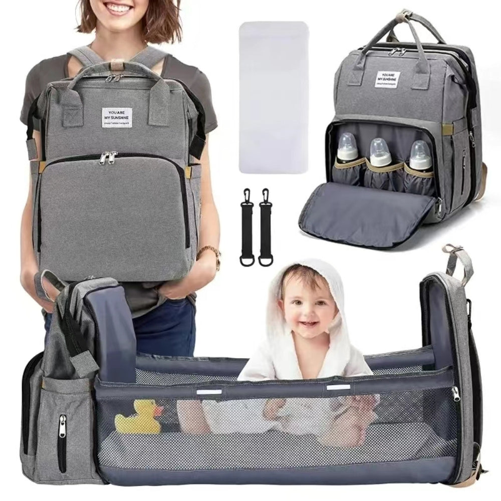 Foldable  Diaper Bag with Changing Station Multifunction Portable Travel Back Pack