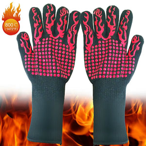 One Piece BBQ Gloves High Temperature Resistance Oven Mitts 500 800 Degrees Fireproof Barbecue Heat Insulation Microwave Gloves