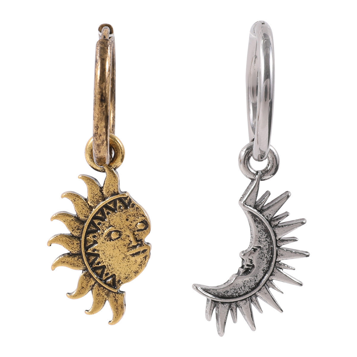 Sun And Moon Asymmetric Accessories Men's Titanium Steel Couple's High Sense Necklace