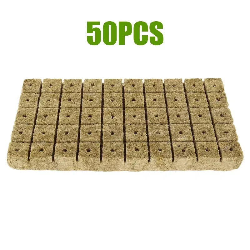 50/300PCS Planting Sponge Stone Wool Starter Plugs Hydroponic Grow Media Cubes Home Greenhouse Garden Supplies Seedling Block