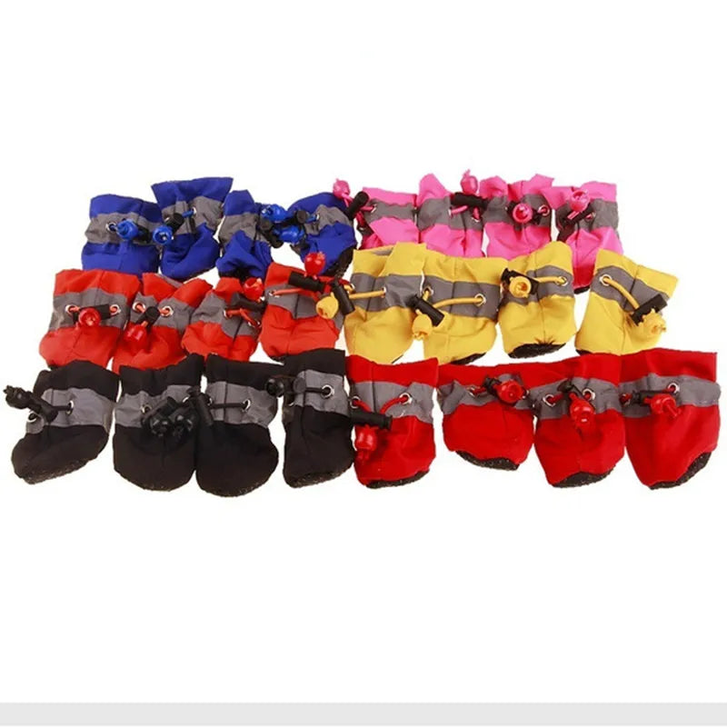 4Pcs/Set Waterproof Pet Dog Shoes Anti-Slip Rain Boots Footwear for Small Cats Dogs Puppy Dog Pet Booties Pet Paw Accessories