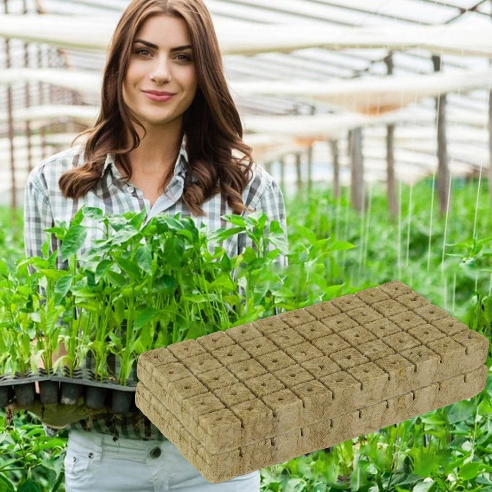 50/300PCS Planting Sponge Stone Wool Starter Plugs Hydroponic Grow Media Cubes Home Greenhouse Garden Supplies Seedling Block