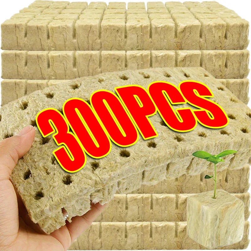 50/300PCS Planting Sponge Stone Wool Starter Plugs Hydroponic Grow Media Cubes Home Greenhouse Garden Supplies Seedling Block