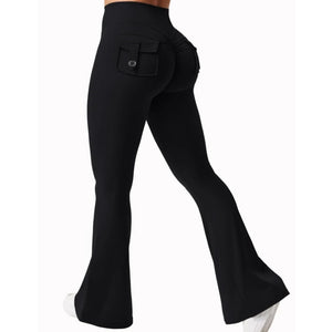 Newest Women Wide Leg High Stretch Yoga Leggings Naked Feeling Compression Fitness Workwear with Pockets Yoga Pant ﻿