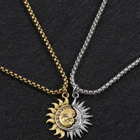 Sun And Moon Asymmetric Accessories Men's Titanium Steel Couple's High Sense Necklace